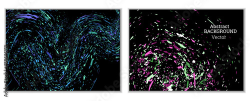 Multicolored paint splashes, smears, dust particles and debris are carried by the wind. A set of two templates. Design template for the design of banners, posters, booklets, covers, magazines. EPS 10