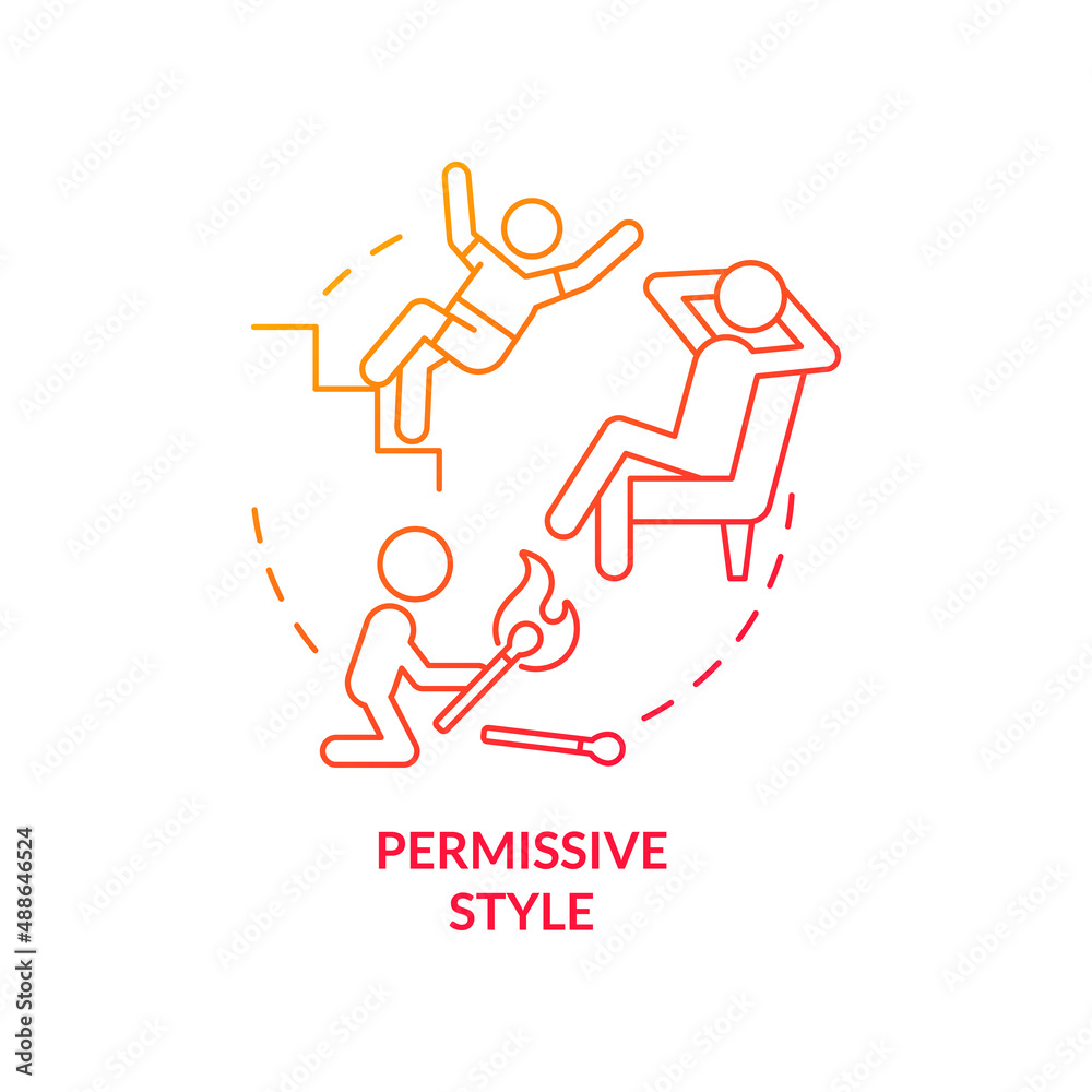 Permissive style red gradient concept icon. Parenthood and kid welfare abstract idea thin line illustration. Engage in self-destructive activities. Isolated outline drawing. Myriad Pro-Bold font used