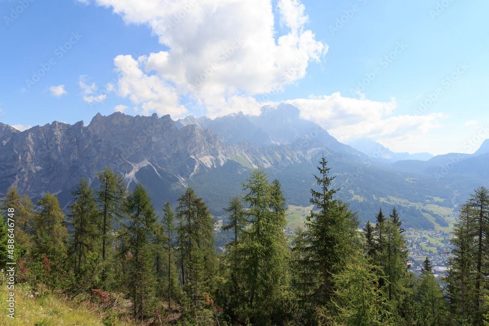 Mountain panorama view from Cima Tofana in Cortina d'Ampezzo, Italy