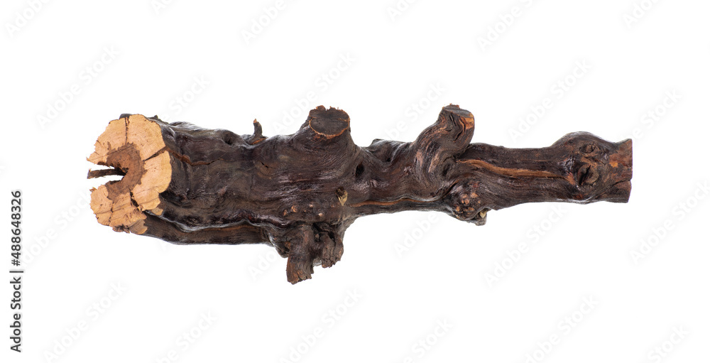 wooden piece of mahogany isolated on white background