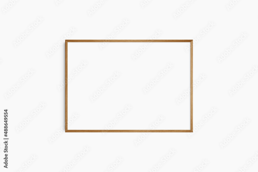 Horizontal frame mockup 7:5, 70x50, A4, A3, A2, A1 landscape. Single cherry wood frame mockup. Clean, modern, minimalist, bright. Horizontal frame mockup 7:5, 70x50, A4, A3, A2, A1 landscape. Single cherry wood frame mockup. Clean, modern, minimalist, bright.