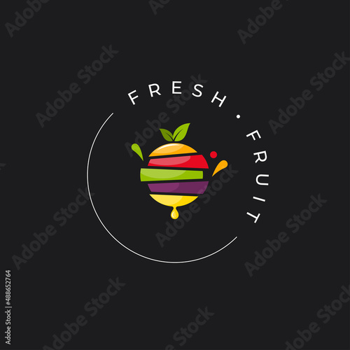 Fresh Exotic fruits logo on black background