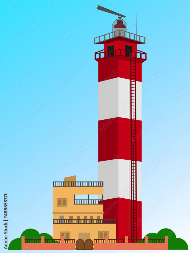 Chennai lighthouse on a sky background vector Stock Vector | Adobe Stock