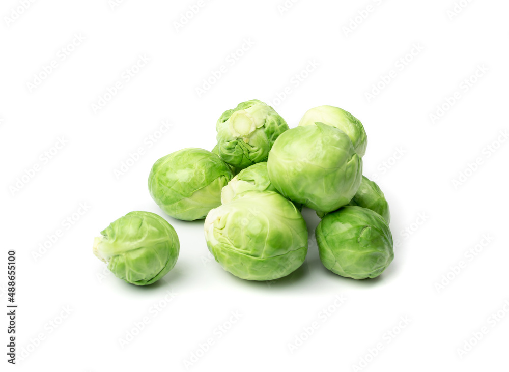 Brussels Sprouts Isolated, Brassica Oleracea Cabbage Brussels Sprouts Isolated, Brassica Oleracea Cabbage