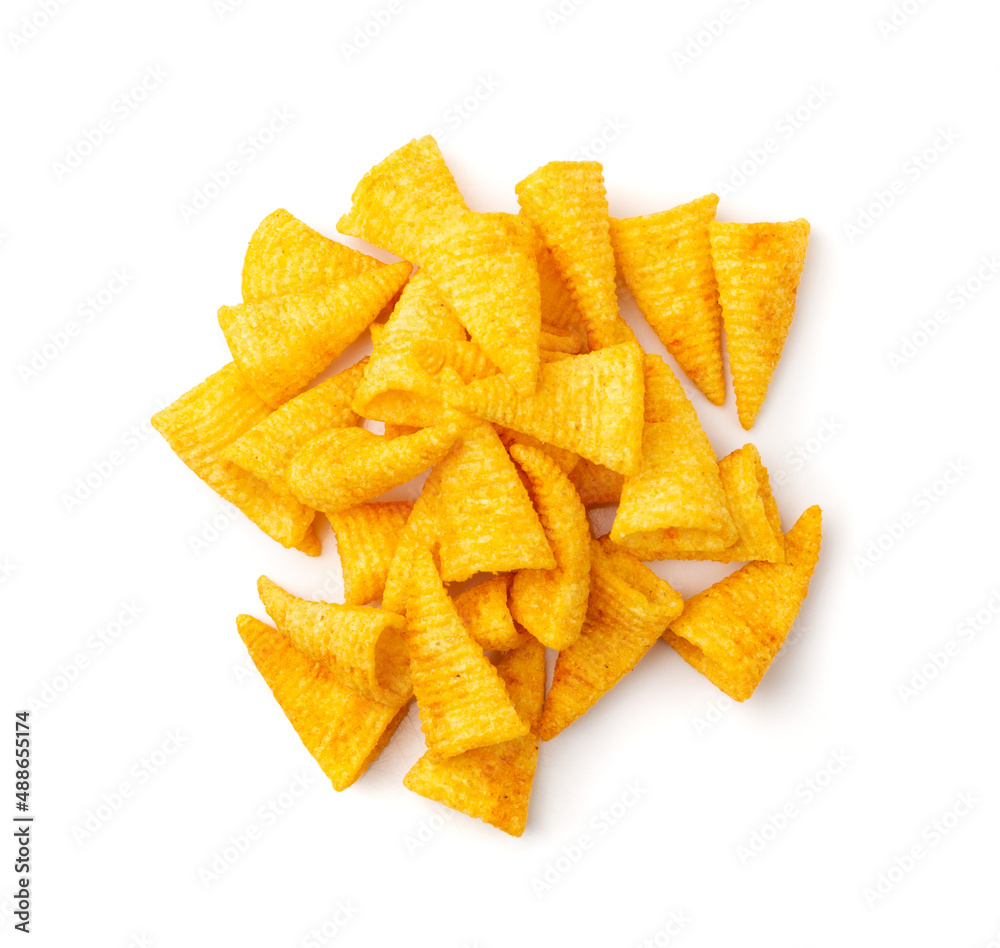 Corn Cone Isolated, Puffs with Spices Corn Cone Isolated, Puffs with Spices