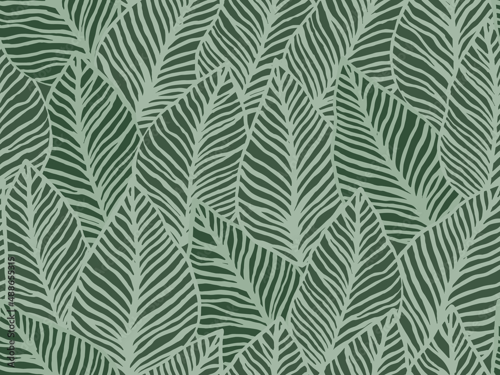 seamless abstract green pattern with leaves , vector floral background