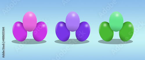 easter green pink purple eggs easter holidays card decoration