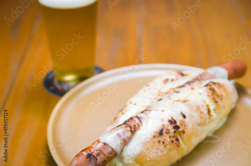 Delicious close-up of traditional Uruguayan hot dog