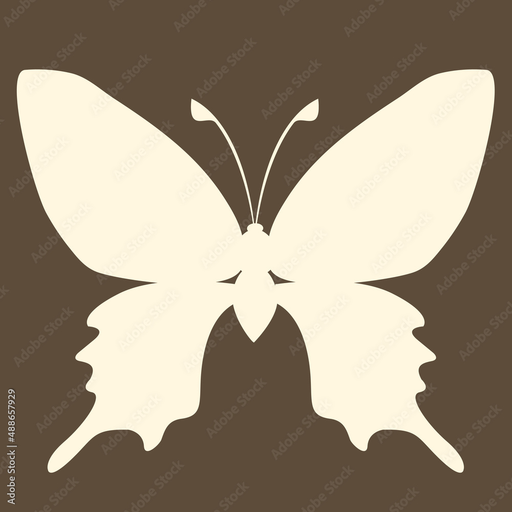Butterfly insect silhouette outline on brown background Butterfly insect silhouette outline on brown background