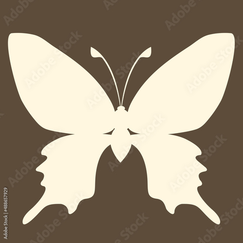 Butterfly insect silhouette outline on brown background