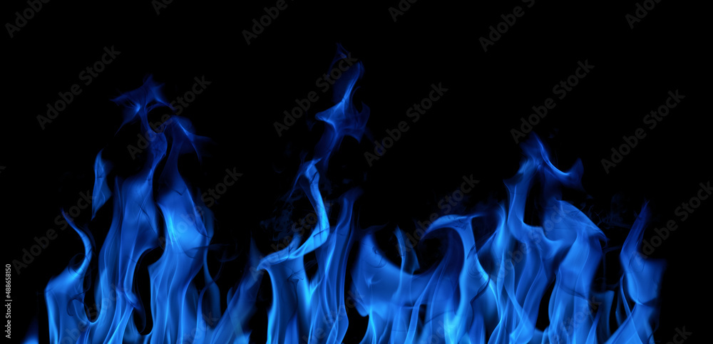 bright flame blue sparks isolated on black