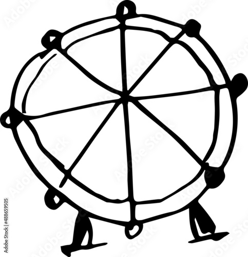 Hand-drawn vector of a Ferris Wheel Icon on the white background. This icon can be used in a variety of ways including websites or mobile applications.