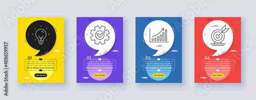 Poster brochure with quotes. Cover book presentation with timeline steps. Minimal flyer layout. Quotation brochure frames with icons. Quote cover banners steps. Infographic a4 book design. Vector