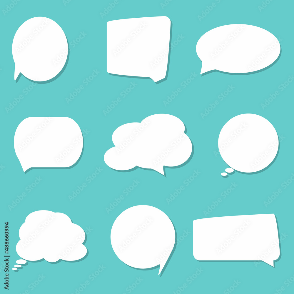 Set of speak bubble text, chatting box, message box outline cartoon vector illustration design. Balloon doodle style of thinking sign symbol. Set of speak bubble text, chatting box, message box outline cartoon vector illustration design. Balloon doodle style of thinking sign symbol.
