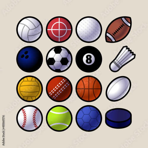 Sport balls icons color set
