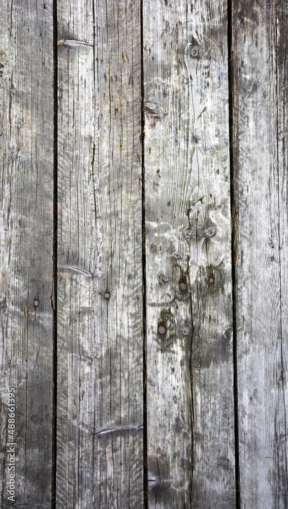 Fototapeta premium Background from old wooden boards (wooden beam). Vintage texture, background. Gray (Black) color