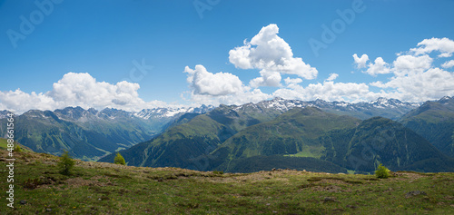 beautiful view to albula alps, from Parsenn mountain ridge trail, switzerland photo