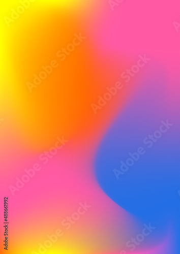 Rainbow holographic blurred background with abstract mesh gradient. Smooth vector yellow, orange, blue, pink template.