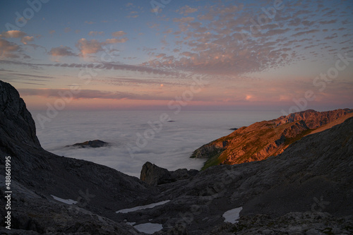 The sunset in the Picos de Europa National Park, Asturia, Spain