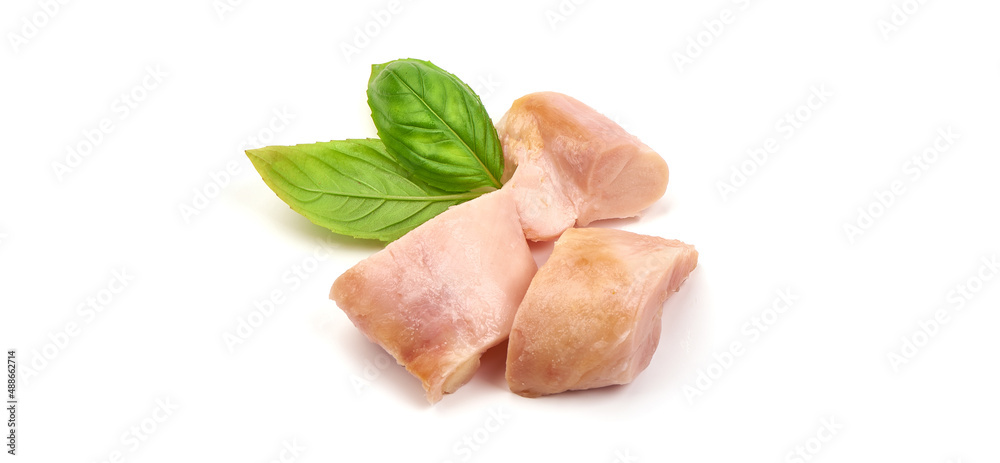 Smoked chicken fillet, isolated on white background.