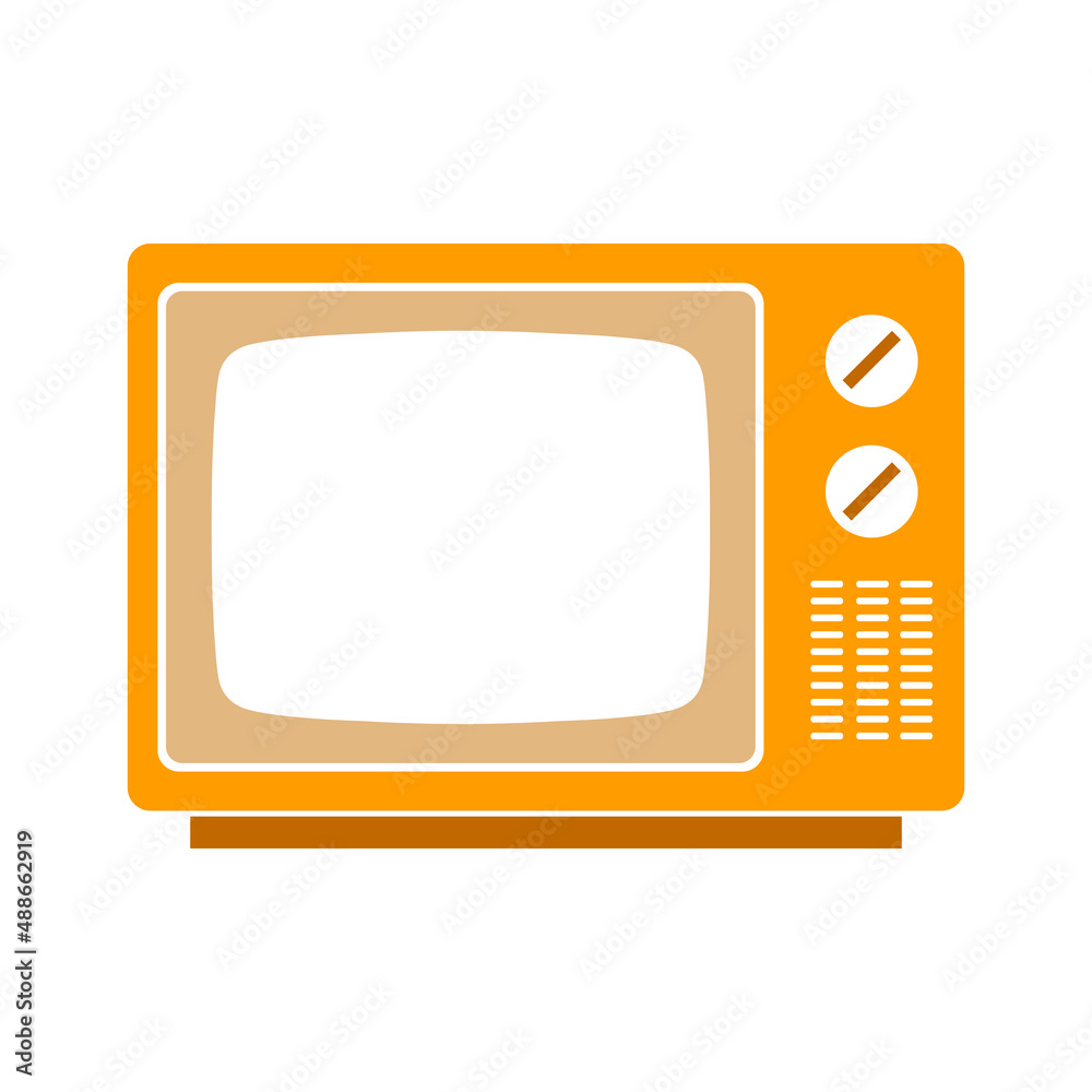 Silhouette drawing of a retro TV, an old 80s TV with a blank screen. Isolated on white background. Vector illustration Silhouette drawing of a retro TV, an old 80s TV with a blank screen. Isolated on white background. Vector illustration