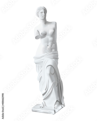 Antique sculpture, statue of Venus, ancient Greek sculpture Venus of Milos, 3d vector, illustration of classic ancient European statue of Venus. Vector render of Greek statue isolated