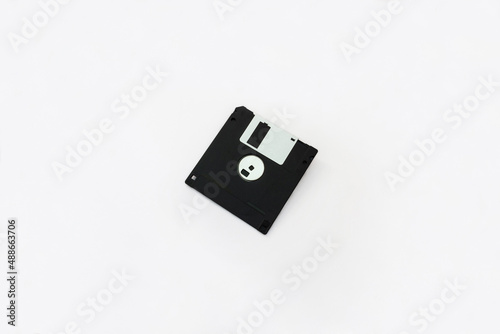 MF-2HD Floppy disk 3.5 inch on white isolated background.