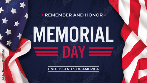 Memorial Day. Remember and honor. American Flag Border and Stars, Patriotic Vector Illustration