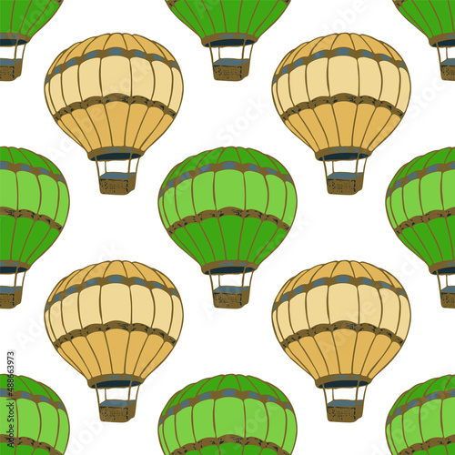 Cartoon hot air balloons  illustration vector seamless patter.