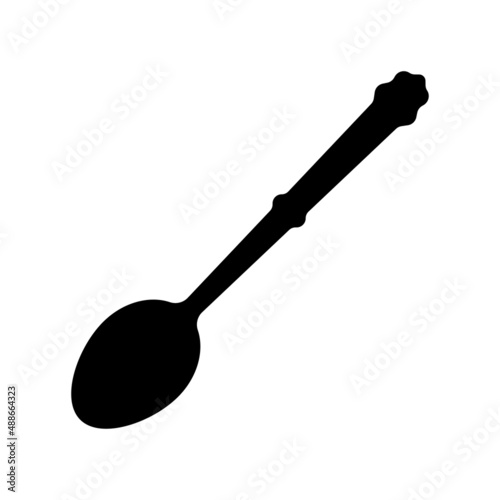 Spoon icon. Black silhouette. Top side view. Vector simple flat graphic illustration. Isolated object on a white background. Isolate.