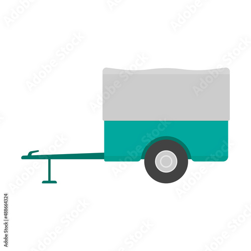 Small car trailer icon. Color silhouette. Side view. Vector simple flat graphic illustration. Isolated object on a white background. Isolate.