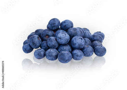 Lots of blueberries on a white background