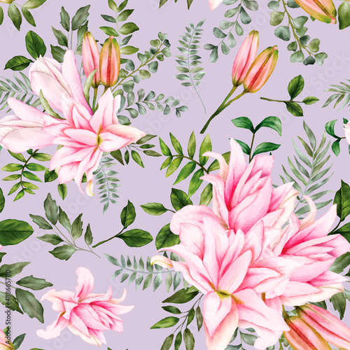 Beautiful watercolor floral seamless pattern