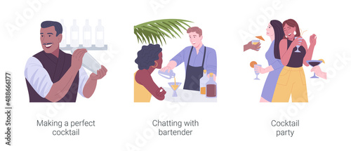 Cocktail bar isolated cartoon vector illustrations set.