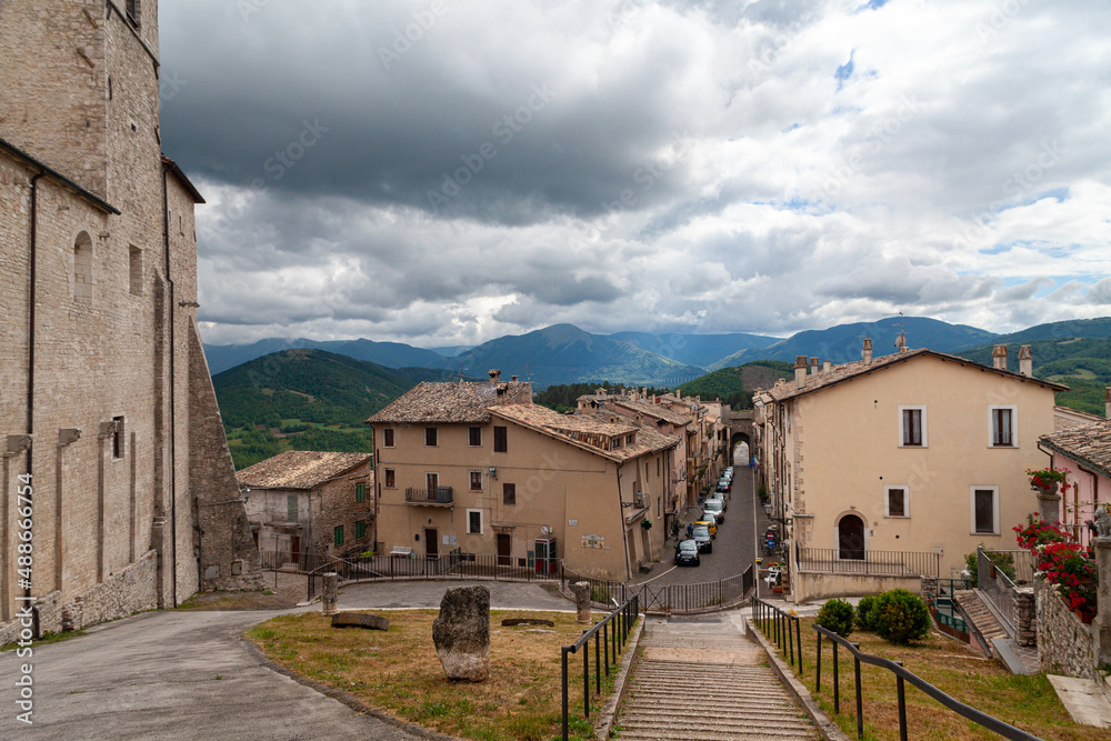 View of the small medieval town Monteleone di Spoleto, Umbria