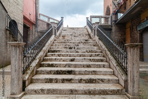 Fototapeta Naklejka Na Ścianę i Meble -  Historic staircase in the center of the small town of Leonessa, Lazio