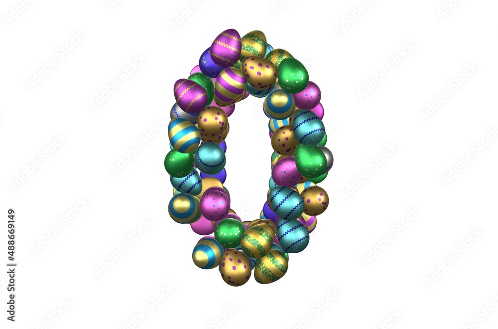 Shiny Easter Egg Themed Font Number 0 Shiny Easter Egg Themed Font Number 0