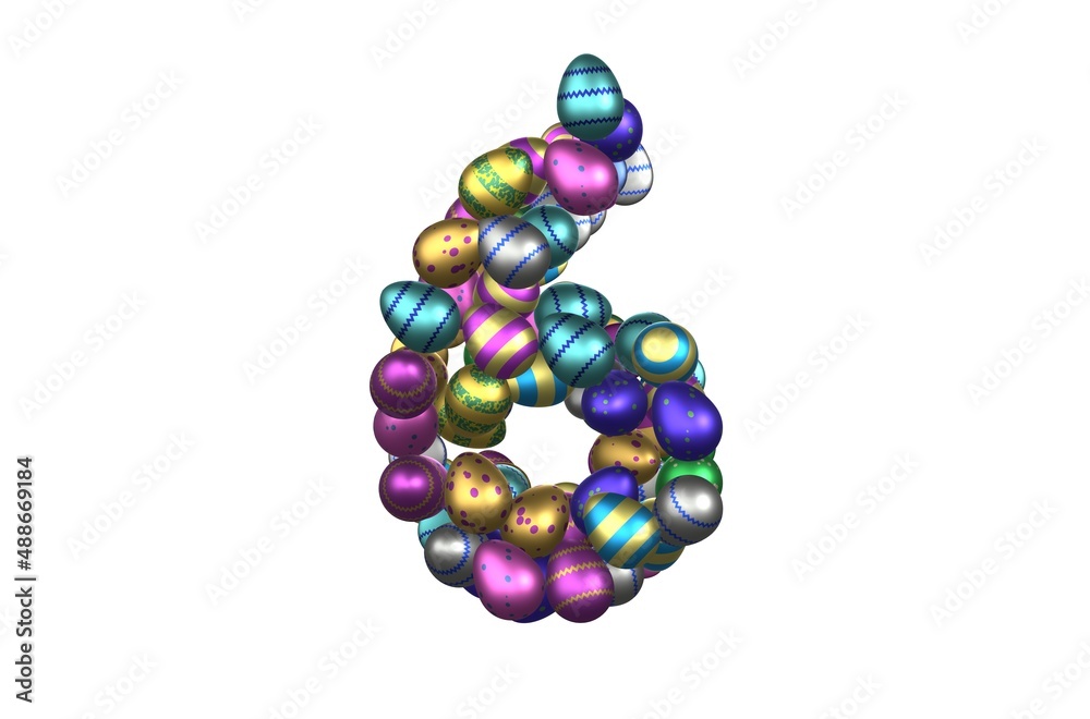 Shiny Easter Egg Themed Font Number 6 Shiny Easter Egg Themed Font Number 6