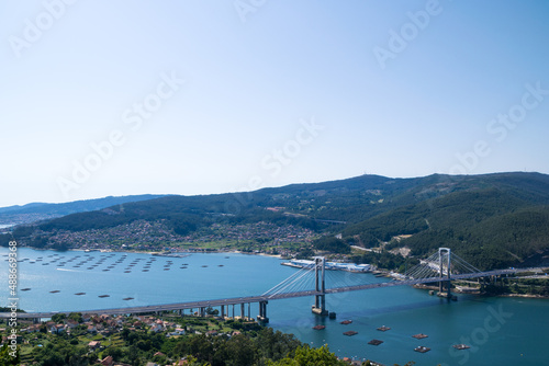 View of the bridge of rande and the ria de Vigo, Galicia, Spain photo