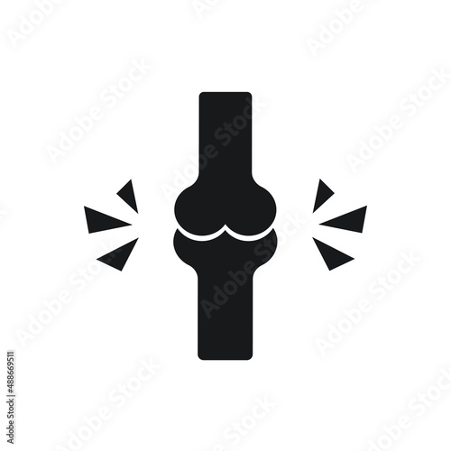 Black icon of joint pain. Bone, injury, illness. Arthritis concept. Can be used for topics like symptom, healthcare, anatomy. Vector