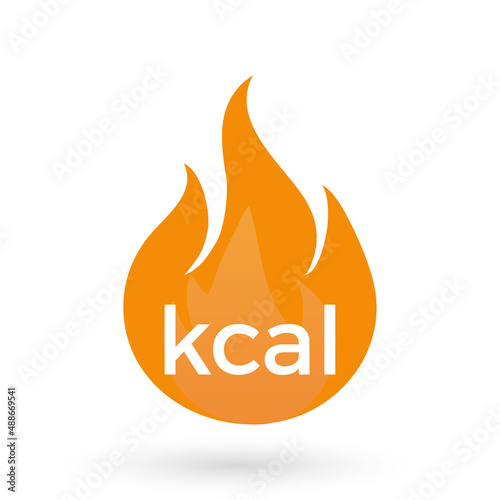 Kcal icon. Kilocalorie symbolic emblem for food products cover designation. Fat burning visual. Calories splash effect business concept. Vector