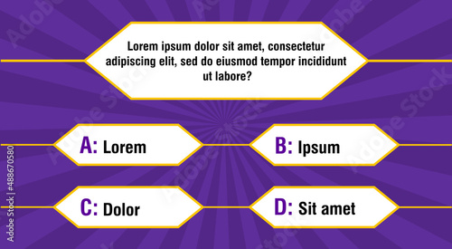 Question and answers vector template for quiz game, exam, tv show, school, examination test. Quiz show question. Vector