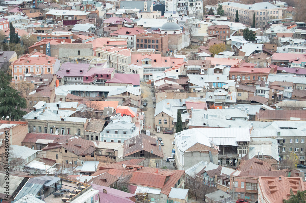 Panoramic Aerial View Of Old Town, Tbilisi, Georgia