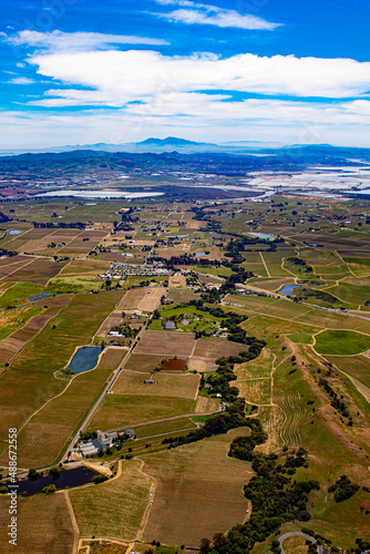 Clouds Hang over the Mountains Bordering Wine Country in Sonoma County, California, USA