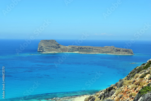 View on the an amazing scenery of Balos bay  beaches and turquoise sea