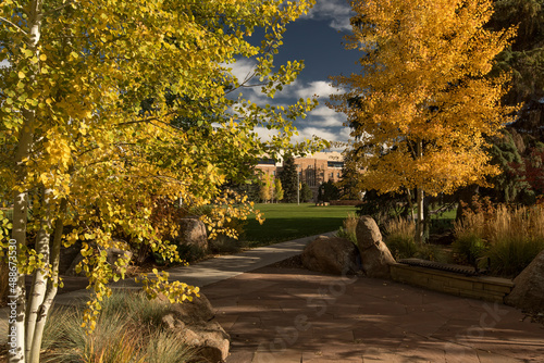 Prexy's Pasture & College of Agriculture in the fall;  University of Wyoming;  Laramie, Wyoming photo