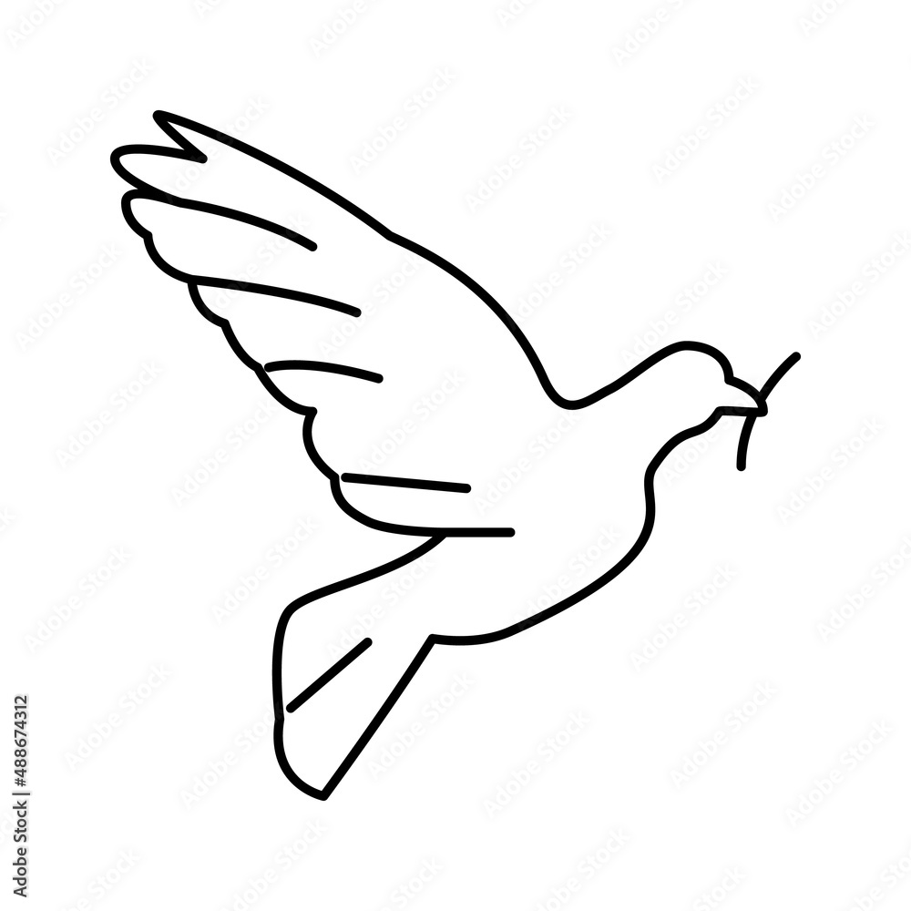 Fototapeta premium pigeon bird christianity line icon vector illustration