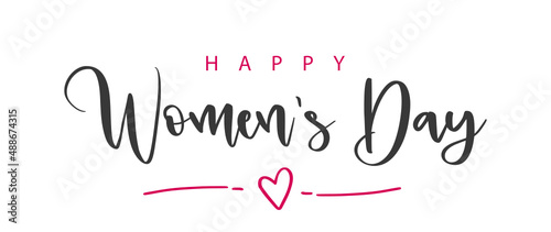 Happy Women's Day lettering with heart. Isolated. Vector illustration