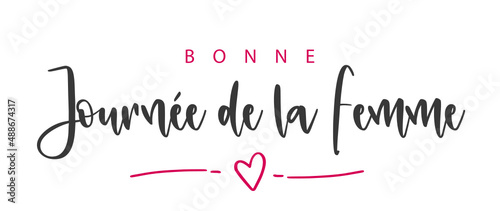 Bonne Journée de la Femme. French text. Happy Women's Day. Isolated. Vector