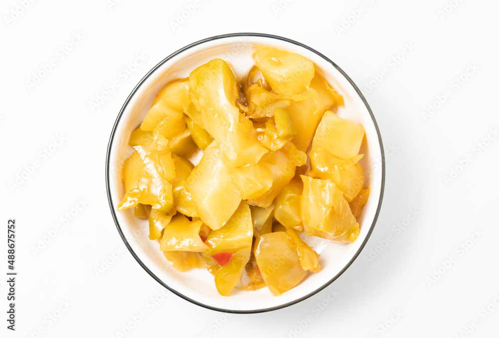 Pickled mustard greens on a monochrome background Pickled mustard greens on a monochrome background